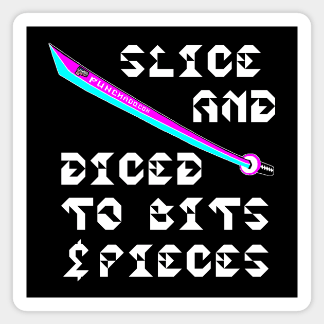Slice And Diced To Bits and Pieces, v. Code Cyan Magenta Wht Text Sticker by punchado